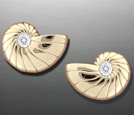 Vanmark Diamond Nautilus Shell Earrings - ER015-D-1