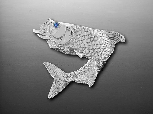 Vanmark Large Jumping Silver Tarpon Pendant - PD042S