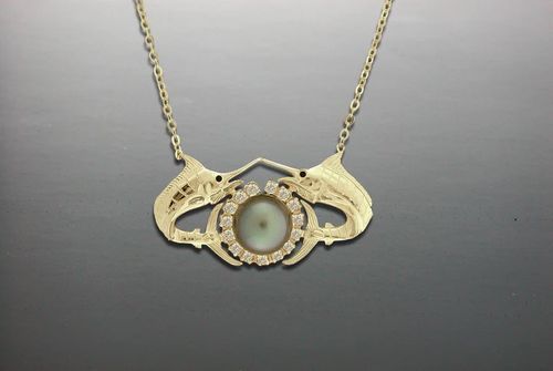 Vanmark Marlins Necklace Diamond Pearl Circle - NK024