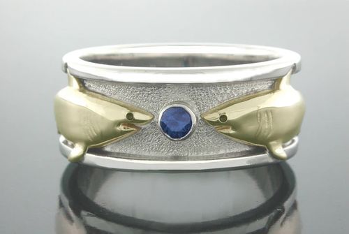 Vanmark Men's Blue Diamond Multiple Fish Ring - RG009BD