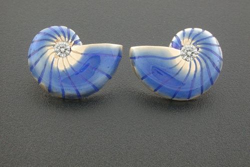 Vanmark Nautilus Enamel and Diamond Earrings - ER015E