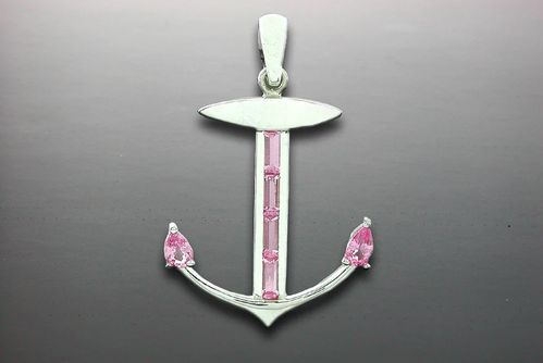 Vanmark Pink sapphire Anchor Pendant - PD383