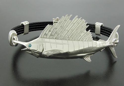 Vanmark Sailfish Black Leather Bracelet - SB103