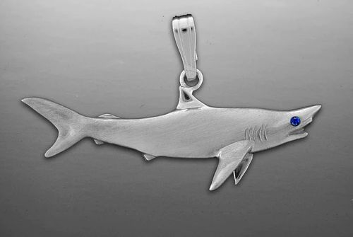 Vanmark Silver Black Tip Shark Pendant - pd142s