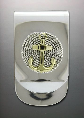 Vanmark Silver with Gold Anchor Money Clip - MC004