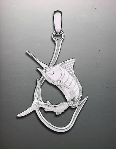 Vanmark Sterling Silver Marlin on Hook Pendant - PD387S