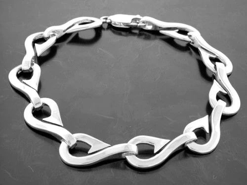 Vanmark Sterling Silver Men's Fish Hooks Bracelet - BR004S