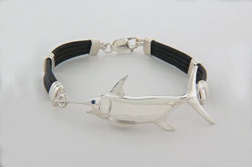 Vanmark Swordfish Black Leather Bracelet - SB103