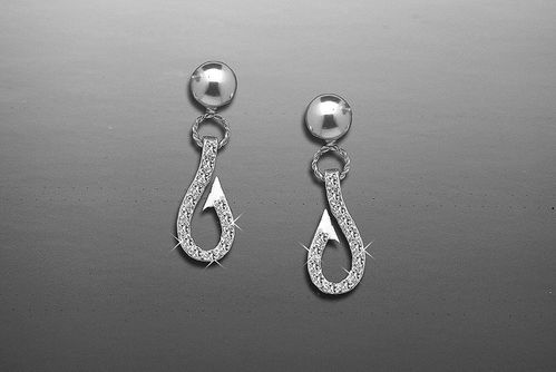 Vanmark White Gold Diamond Hook Earrings - ERoo1