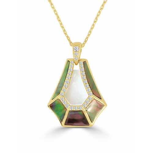 Venus Deco Drop White & Black Mother Of Pearl & Diamond Pendant