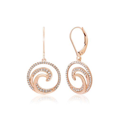 Wave Deluxe Leverback Earrings 20mm, Hawaiian Inspired  Earrings, WVE-0004/ RG