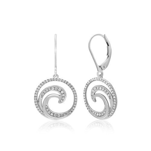 Wave Deluxe Leverback Earrings 20mm, Hawaiian Inspired Earrings, WVE-0004/ WG