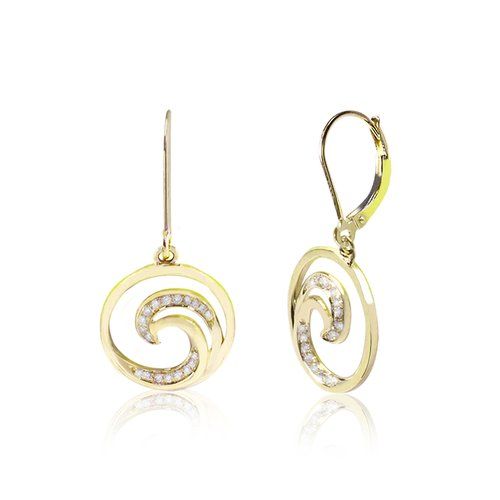 Wave Leverback Earrings 15mm, Hawaiian Inspired  Earrings, WVE-0001