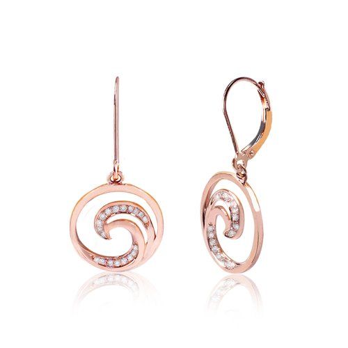 Wave Leverback Earrings 19mm, Hawaiian Inspired Earrings, WVE-0002/ RG