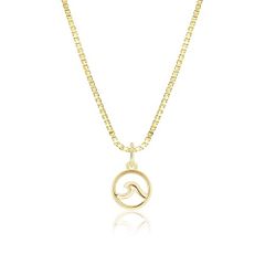14K Yellow Gold Boutique Wave Pendant