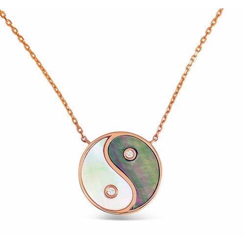 White and Black Mother of Pearl & Diamond Yin Yang Happy  Pendant