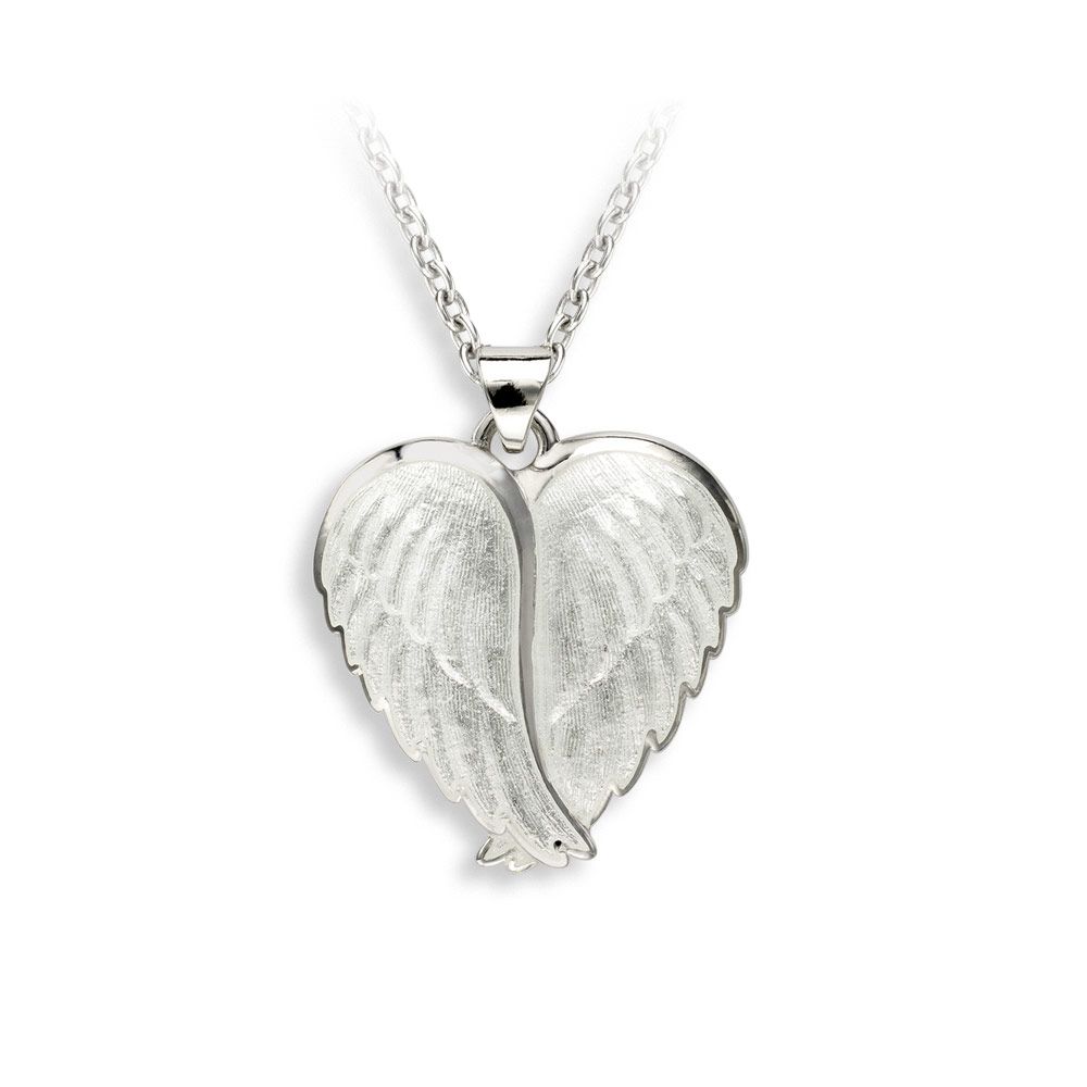 White Angel Wings Necklace  Sterling Silver  Christmas - NN0433A