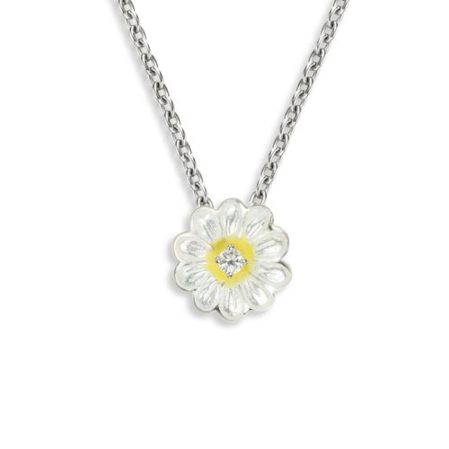 White Daisy Necklace Sterling Silver-White Sapphire - NN0043YA