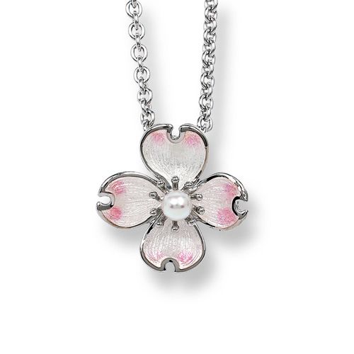 White Dogwood Necklace Sterling Silver-Akoya Pearl - NN0125A