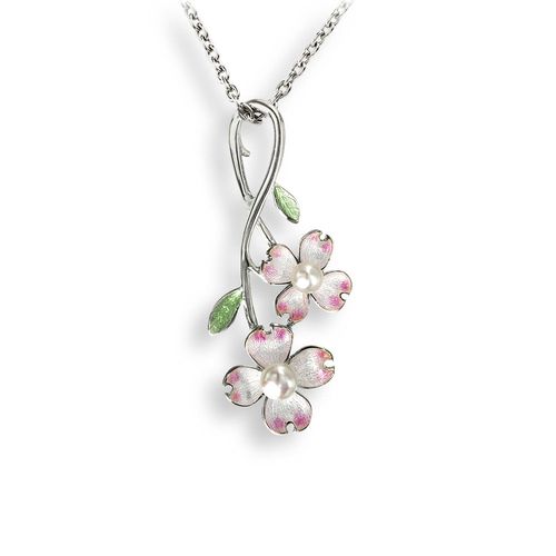 White Dogwood Necklace Sterling Silver-Akoya Pearl - NN0411A