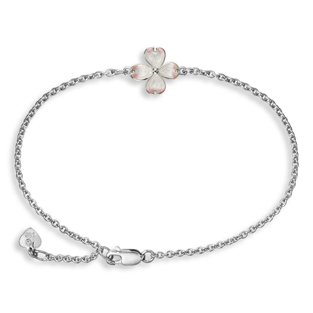 White Dogwood Sterling Silver Bracelet 7.5 to 8.25 inches  - NA0144A