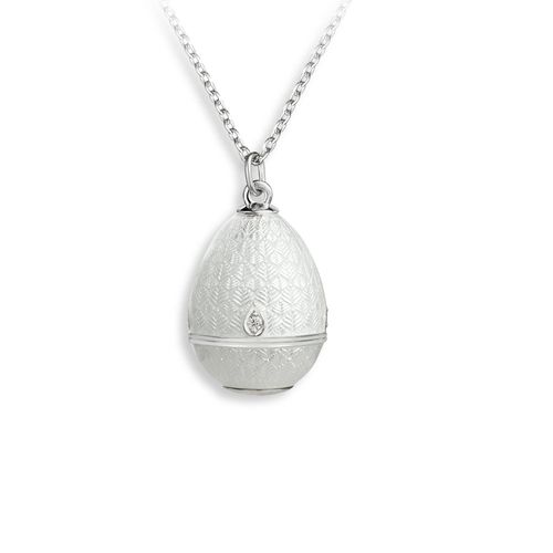 White Egg Necklace - Diamonds  Sterling Silver - NN0585WA