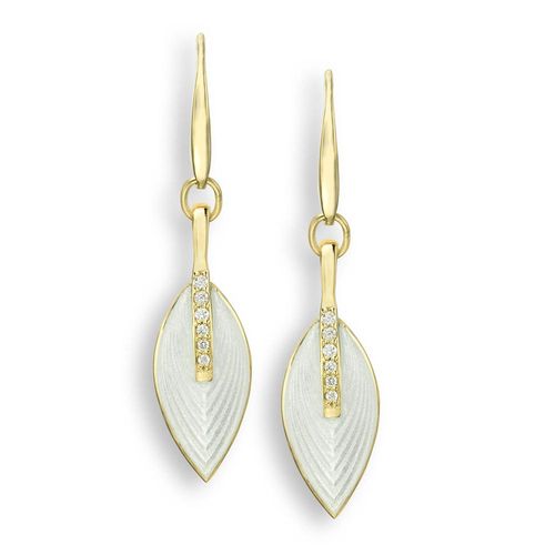 White Marquise Wire Earrings 18K -Diamonds - NWG092WB