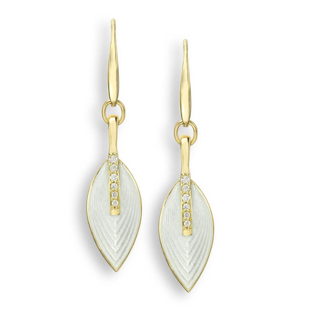 White Marquise Wire Earrings 18K -Diamonds - NWG092WB