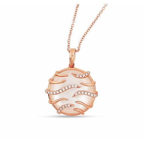 White Mother of Pearl and Diamond Small Luna Small Pendant