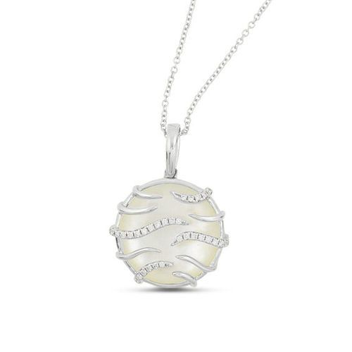White Mother of Pearl and Diamond Small Luna Small Pendant