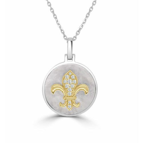 White Mother Of Pearl Fleur De Lis Happy Pendant