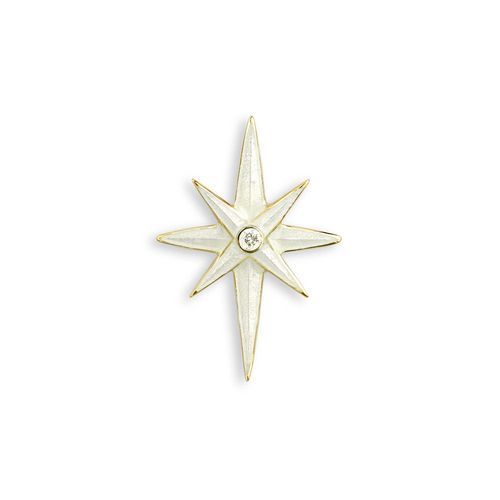White North Star Pendant in 18K with Vitreous Enamel Diamond.  - NNG109WA-X