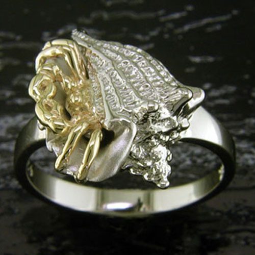 White Sapphire Eyes Black Rhodiumsize 7 14K/SS Hermit Crab Ring 9/24 - SD-SGR681-7