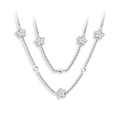 White Stephanotis Necklace  Sterling Silver - NN0588A