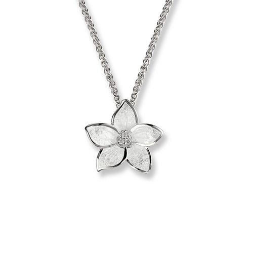 White Stephanotis Necklace Sterling Silver-White Sapphire - NN0211YA