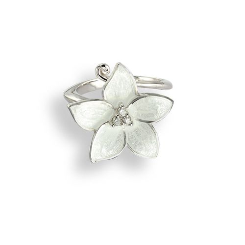White Stephanotis Ring Sterling Silver-White Sapphire - NR0219YA