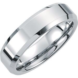 White Tungsten 6 mm Beveled-Edge Band Size 12 - TAR035:6312:P