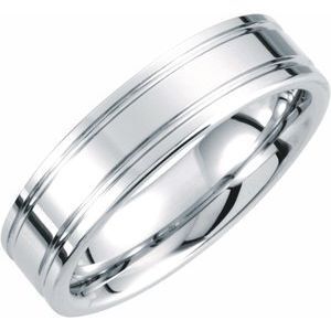 White Tungsten 6 mm Grooved Band Size 7 - TAR123:6370:P