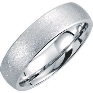 White Tungsten 6 mm Rounded Edge Domed Sandblasted Band Size 9 - TAR262:117:P