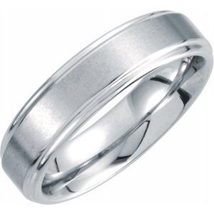 White Tungsten 6 mm Satin and Polished Edge Band Size 10 - TAR204:6310:P