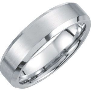 White Tungsten 6 mm Satin & Polished Beveled-Edge Band Size 7 - TAR105:6370:P