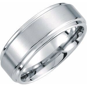 White Tungsten 8 mm Rounded Edge Band with Satin Finish Size 9 - TAR252:8390:P