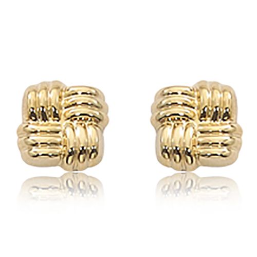 Woven Square Earrings - 14K Yellow Gold