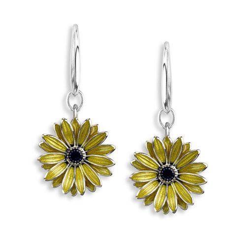 Yellow Black-Eyed Susan Sterling Silver Wire Earrings 14mm  - NW0361C