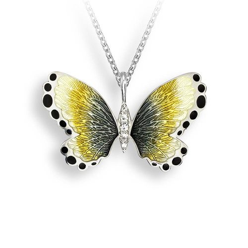Yellow Butterfly Necklace Sterling Silver-White Sapphire - NN0341YB