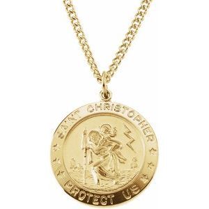 Yellow Gold Filled 25 mm St. Christopher Medal 24" Necklace - R16443:105004:P