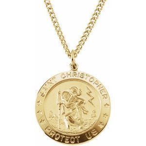 Yellow Gold Filled 25 mm St. Christopher Medal 24" Necklace - R16443:105004:P
