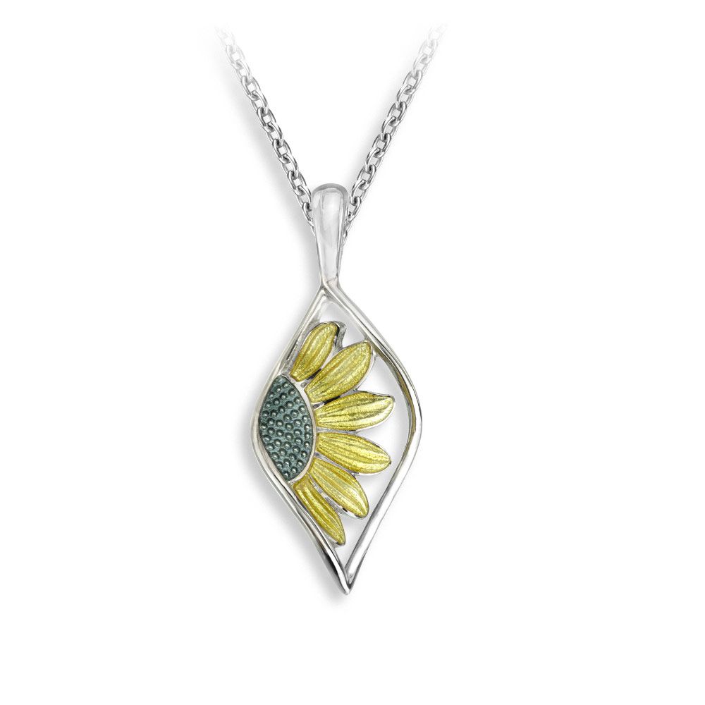 Yellow Sunflower Necklace  Sterling Silver - NN0595A