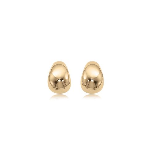 Yellow Vermeil Puff Bottom Hoop Earrings - Sterling Silver
