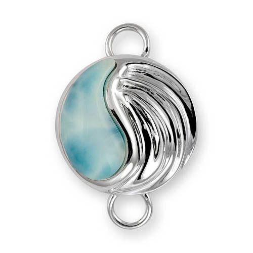 Yin Wave Larimar Bracelet Clasp - 14K Yellow Gold